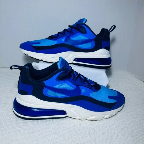Nike Air max 270 React Triple Blue Athletic Shoes - Picture 1 of 7